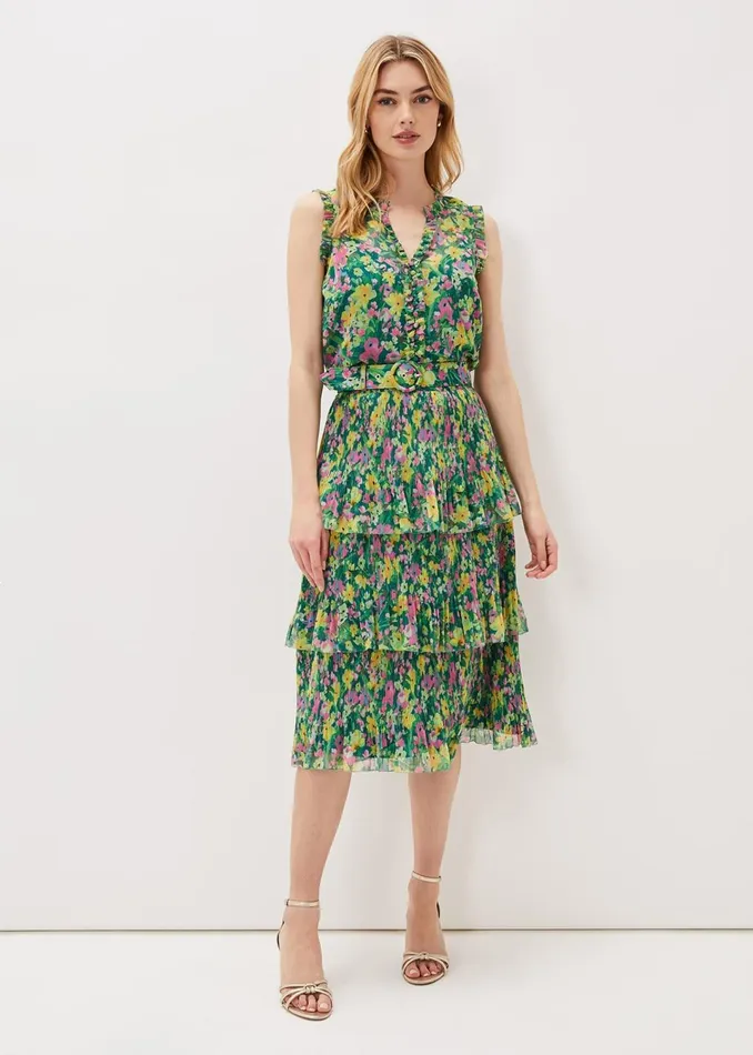 Women Phase Eight Skirts Heidi Printed Plisse CoOrd Skirt
