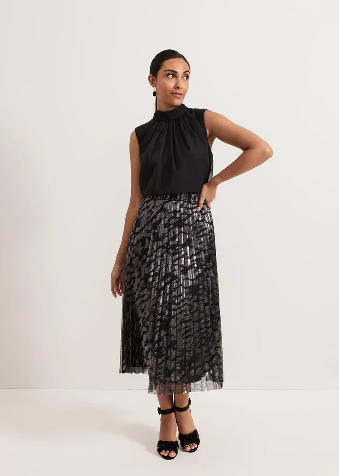 Women Phase Eight Skirts Petite Zoe Metallic Pleated Skirt