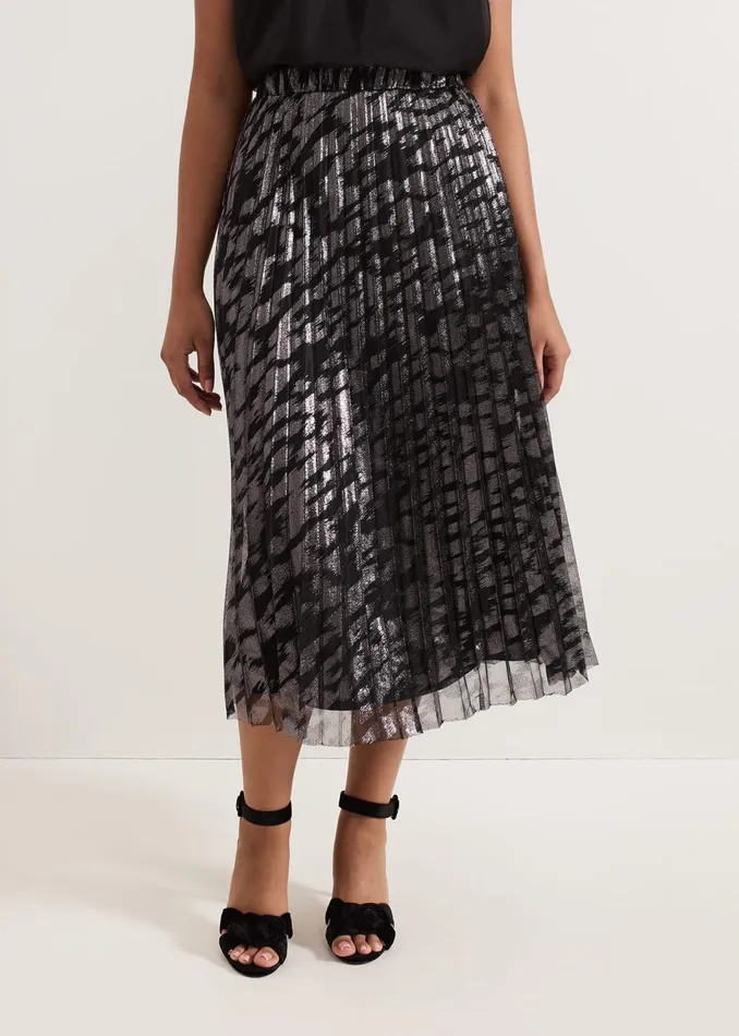 Women Phase Eight Skirts Petite Zoe Metallic Pleated Skirt