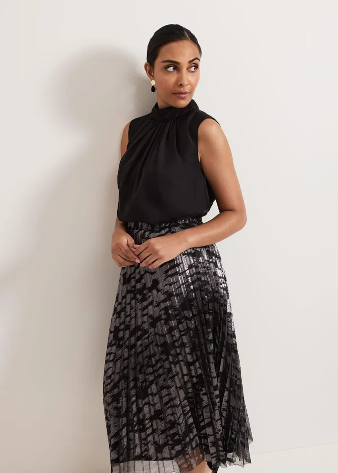 Women Phase Eight Skirts Petite Zoe Metallic Pleated Skirt