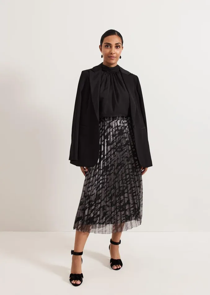 Women Phase Eight Skirts Petite Zoe Metallic Pleated Skirt
