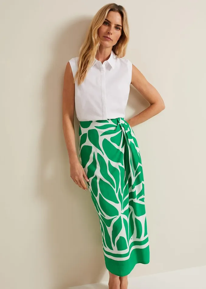 Women Phase Eight Skirts Presley Leaf Print Skirt