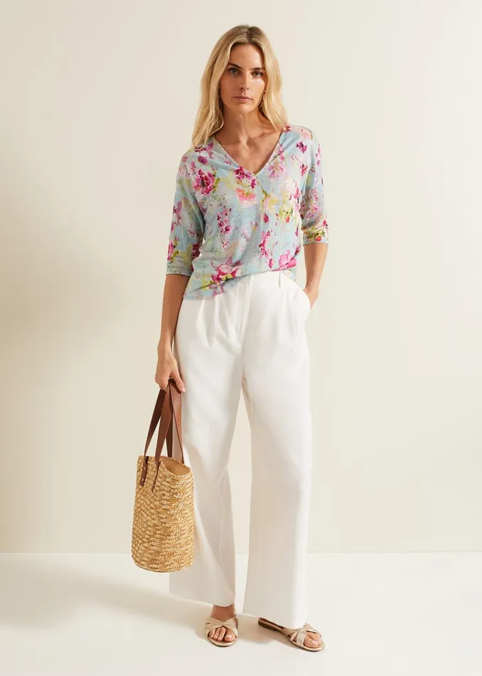 Women Phase Eight Tops and TShirts Flossie Floral Linen Top