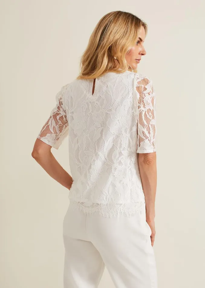 Women Phase Eight Tops and TShirts Kaycee Scallop Lace Top