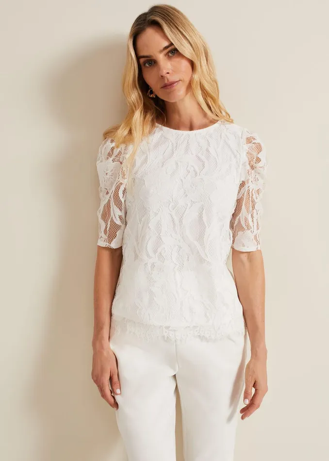 Women Phase Eight Tops and TShirts Kaycee Scallop Lace Top