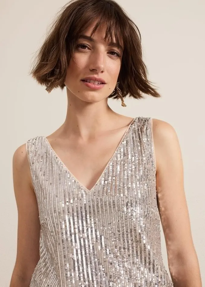 Women Phase Eight Tops and TShirts Lumi Sequin Vest Top