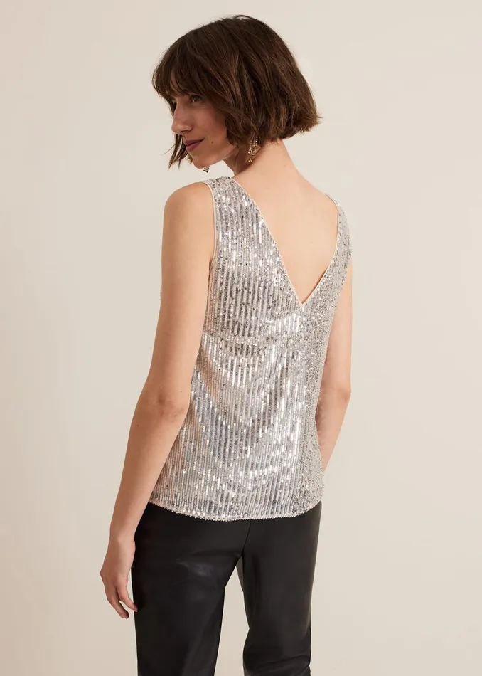 Women Phase Eight Tops and TShirts Lumi Sequin Vest Top