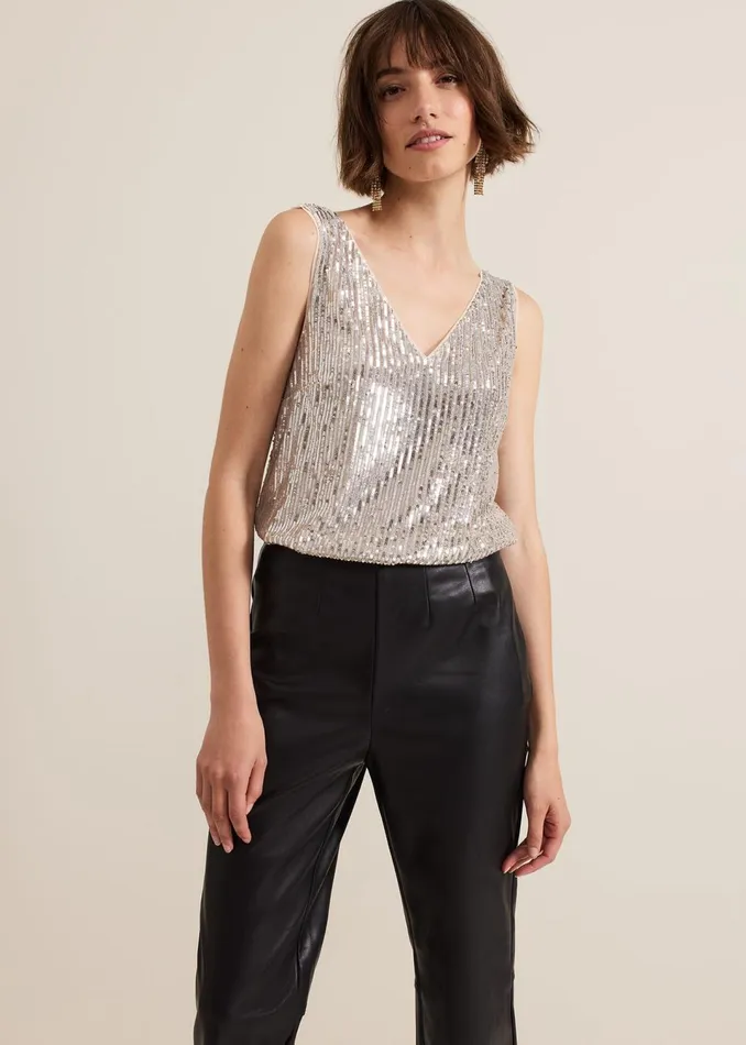 Women Phase Eight Tops and TShirts Lumi Sequin Vest Top
