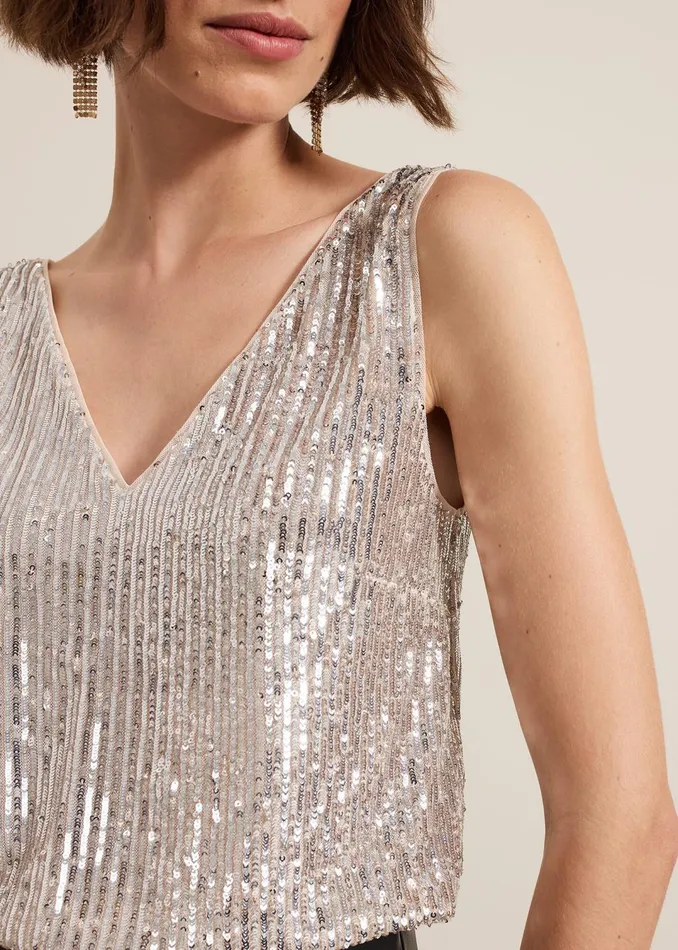 Women Phase Eight Tops and TShirts Lumi Sequin Vest Top