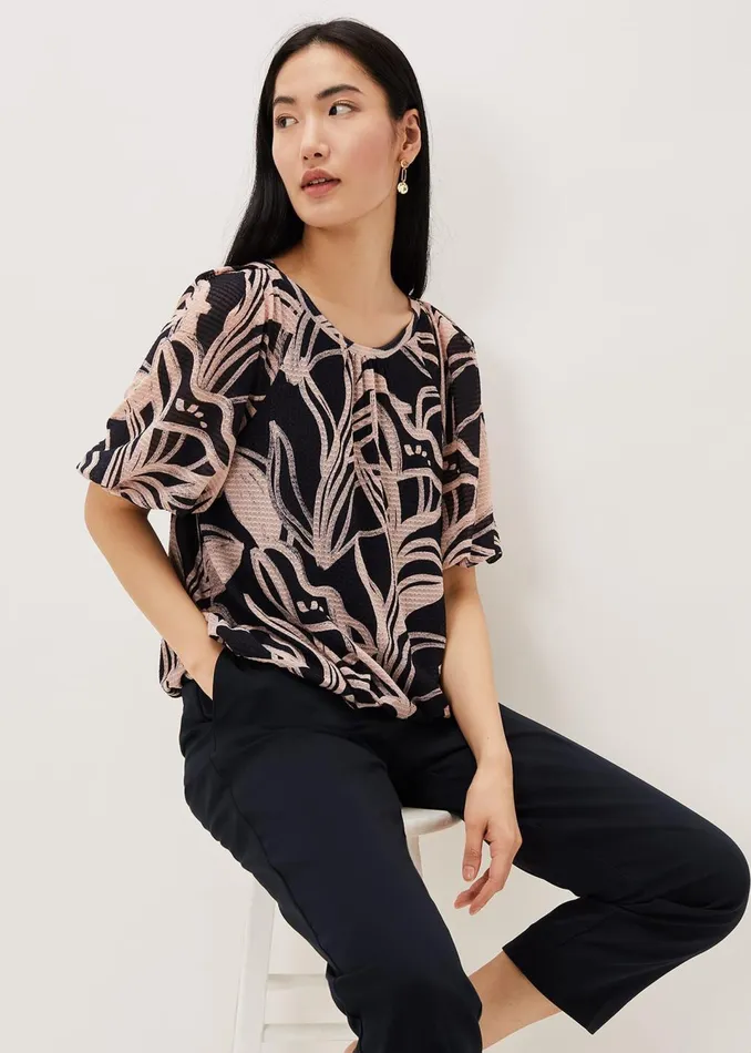 Women Phase Eight Tops and TShirts Meda Print Balloon Sleeve Top