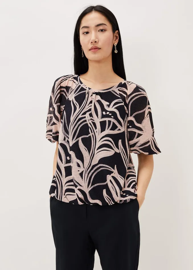 Women Phase Eight Tops and TShirts Meda Print Balloon Sleeve Top