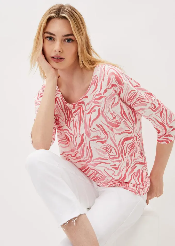 Women Phase Eight Tops and TShirts Moire Linen Print Top
