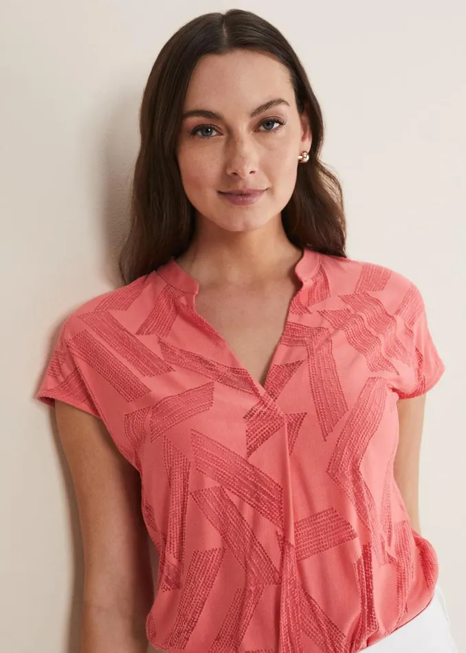 Women Phase Eight Tops and TShirts Mylah Burnout Abstract Top