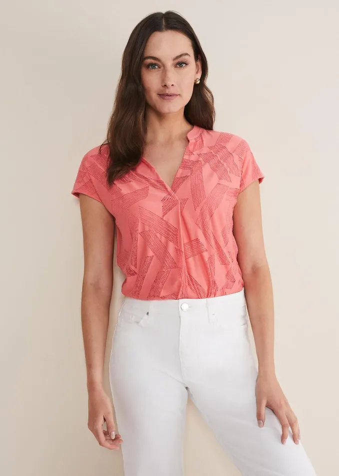 Women Phase Eight Tops and TShirts Mylah Burnout Abstract Top