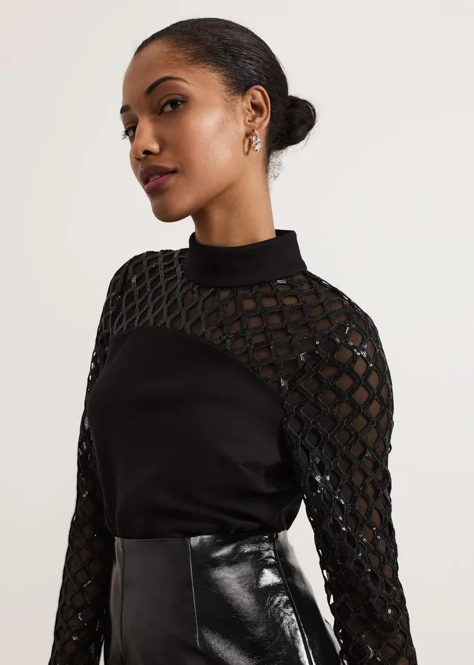Women Phase Eight Tops and TShirts Nicole Sequin Mesh Top