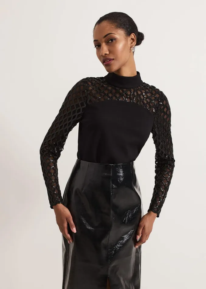Women Phase Eight Tops and TShirts Nicole Sequin Mesh Top
