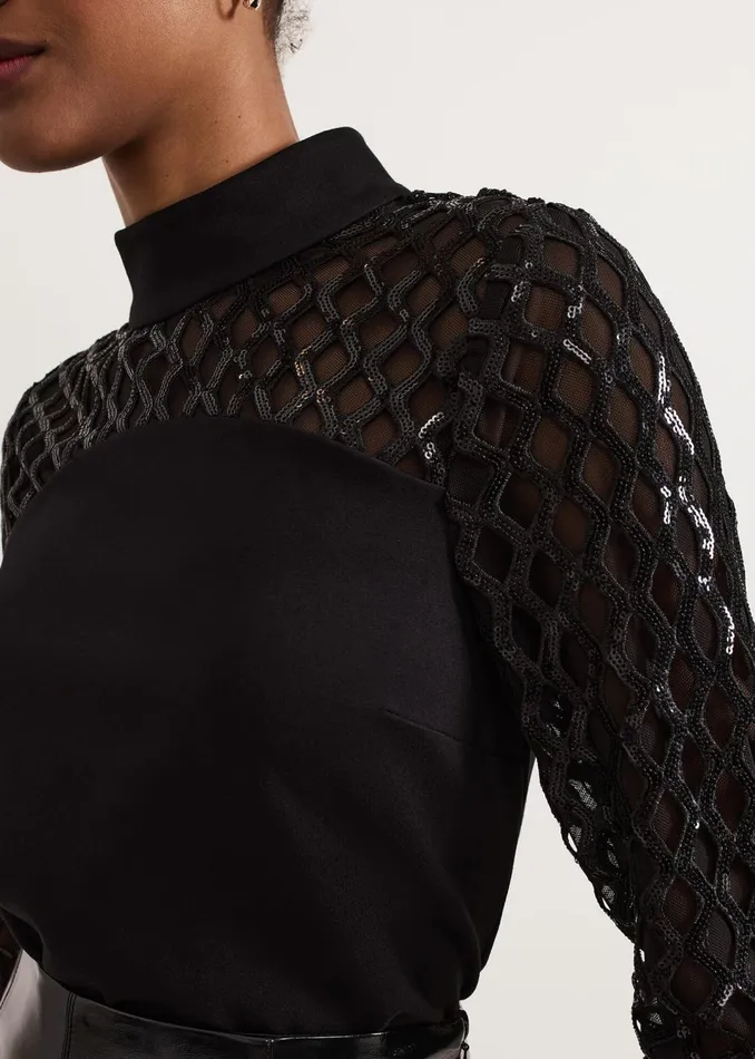 Women Phase Eight Tops and TShirts Nicole Sequin Mesh Top