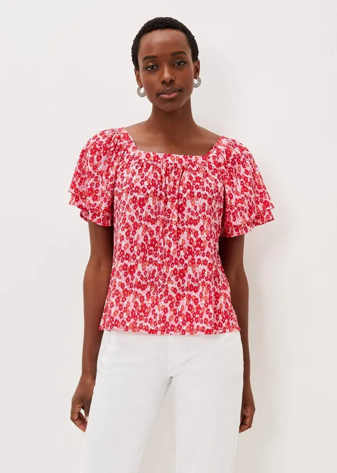 Women Phase Eight Tops and TShirts Saffy Floral Square Neck Top