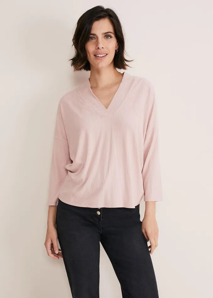 Women Phase Eight Tops and TShirts Shellie Textured V Neck Top