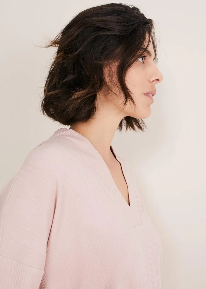Women Phase Eight Tops and TShirts Shellie Textured V Neck Top
