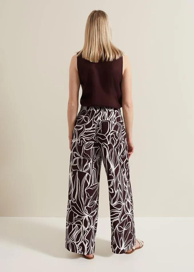 Women Phase Eight Trousers Anna Printed Wide Leg Trouser
