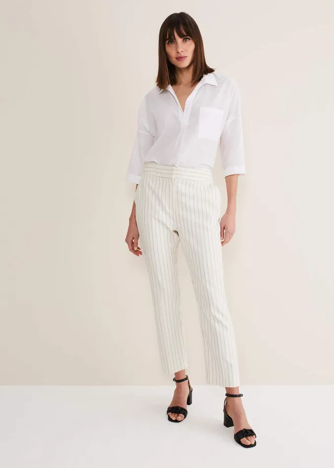 Women Phase Eight Trousers Ariella Pinstripe Straight Leg Trousers