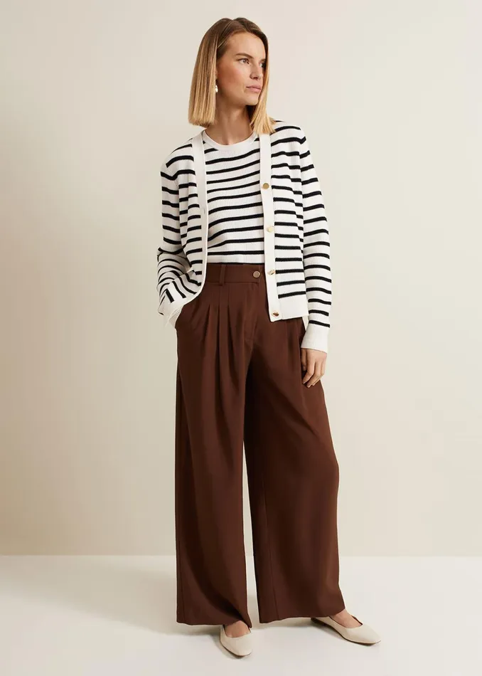 Women Phase Eight Trousers Indiyah Pleated Wide Leg Trousers