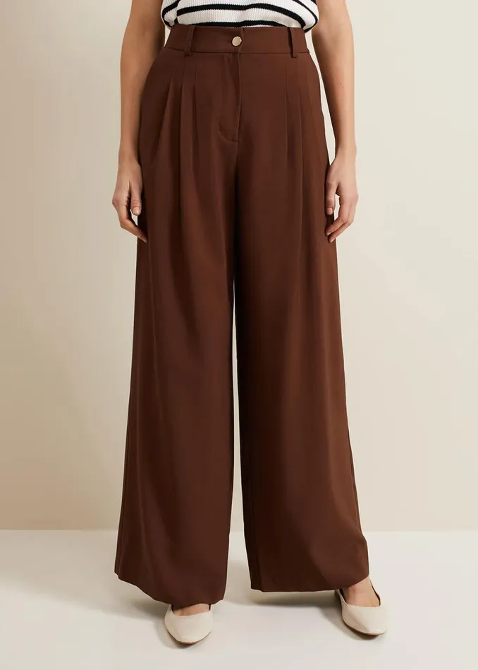 Women Phase Eight Trousers Indiyah Pleated Wide Leg Trousers