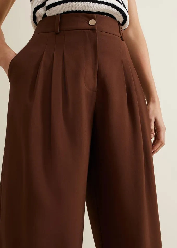 Women Phase Eight Trousers Indiyah Pleated Wide Leg Trousers
