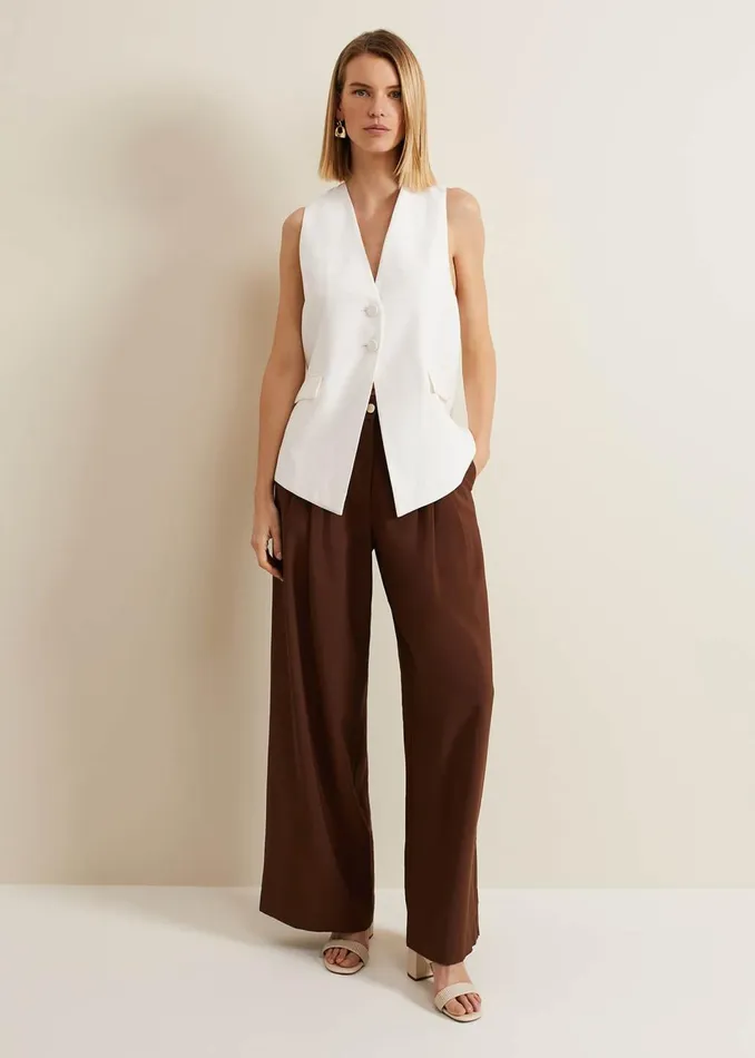 Women Phase Eight Trousers Indiyah Pleated Wide Leg Trousers