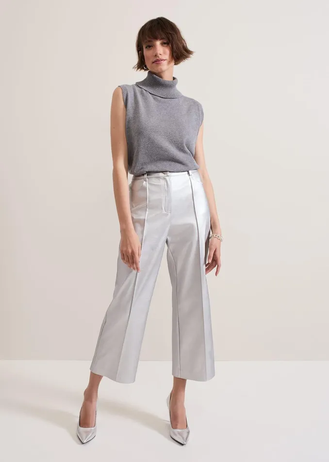 Women Phase Eight Trousers Kenzie Pu Crop Trousers