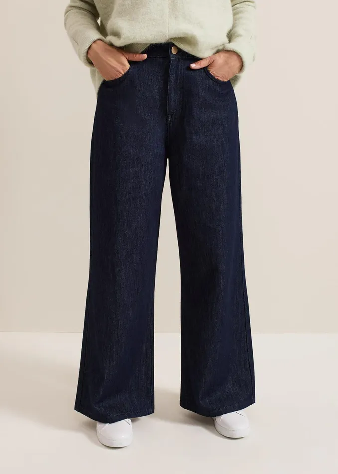 Women Phase Eight Trousers Liana Dark Wash Wide Leg Jean