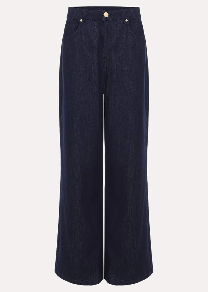 Women Phase Eight Trousers Liana Dark Wash Wide Leg Jean