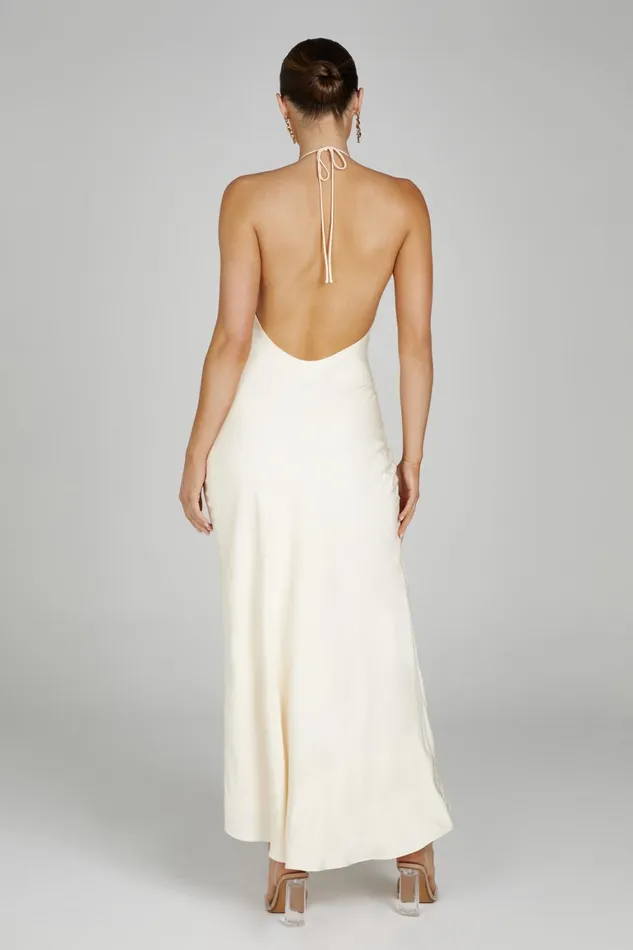 Women Polly Halter Maxi Dress 8211 Bone Bone Meshki Maxi Dresses