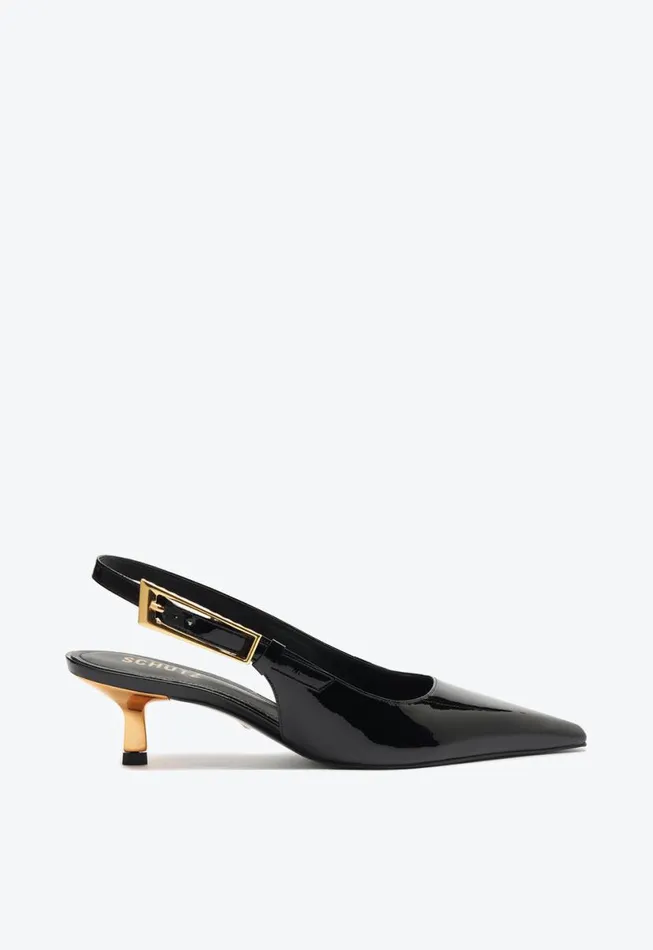 Women Pumps Schutz Shoes Ciara Mid Patent Leather Pump Black