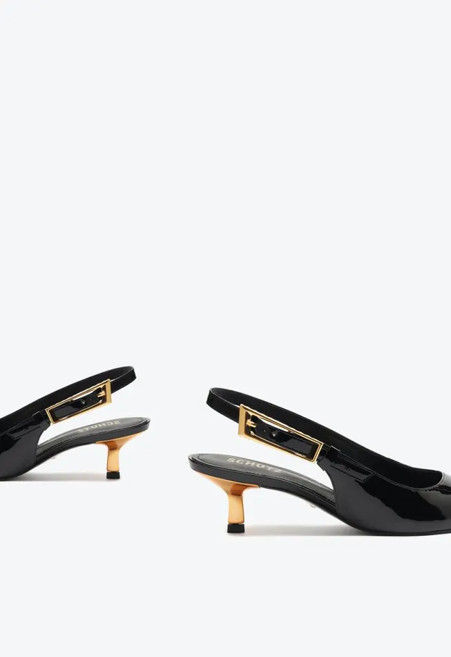 Women Pumps Schutz Shoes Ciara Mid Patent Leather Pump Black