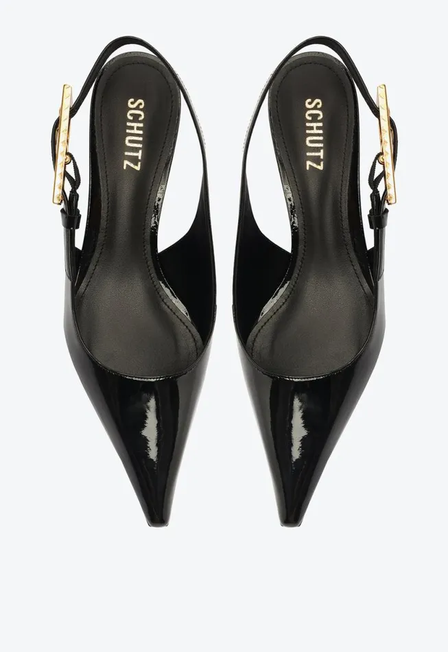 Women Pumps Schutz Shoes Ciara Mid Patent Leather Pump Black