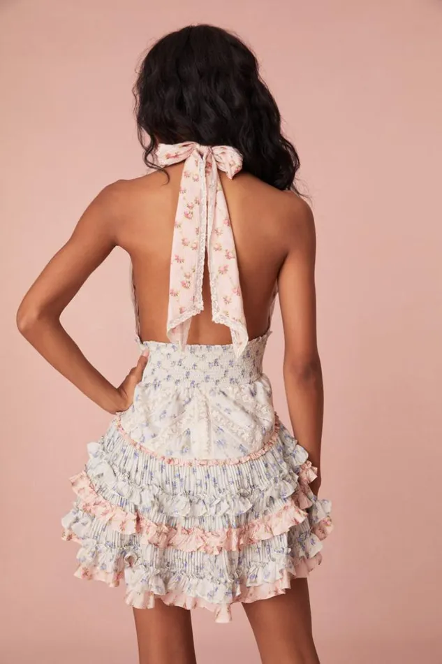 Women Quintelle Halter Mini Dress Blooming Medley LoveShackFancy Dresses Women Quintelle Halter Mini Dress Blooming Medley LoveShackFancy Dresses