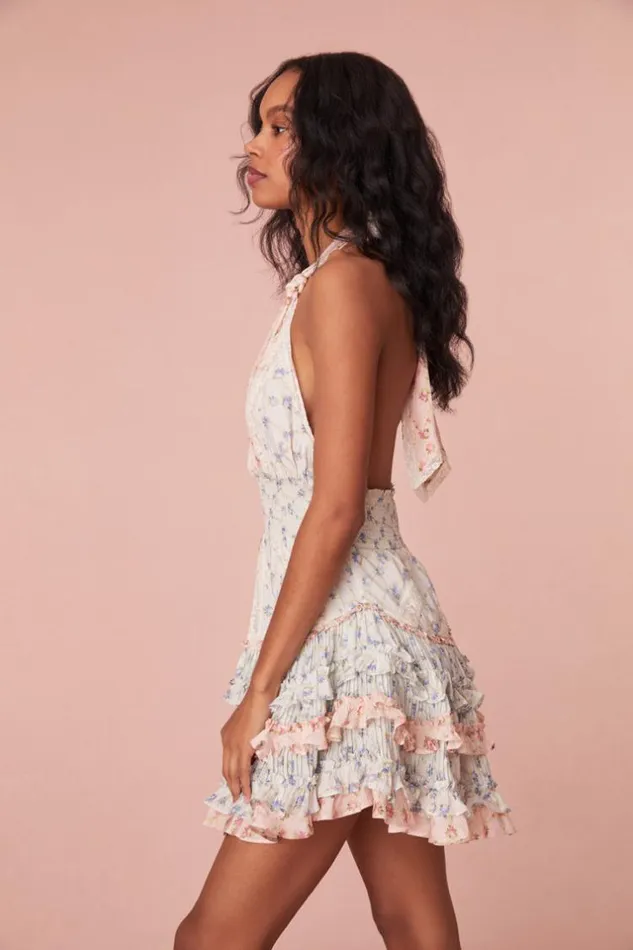 Women Quintelle Halter Mini Dress Blooming Medley LoveShackFancy Dresses Women Quintelle Halter Mini Dress Blooming Medley LoveShackFancy Dresses