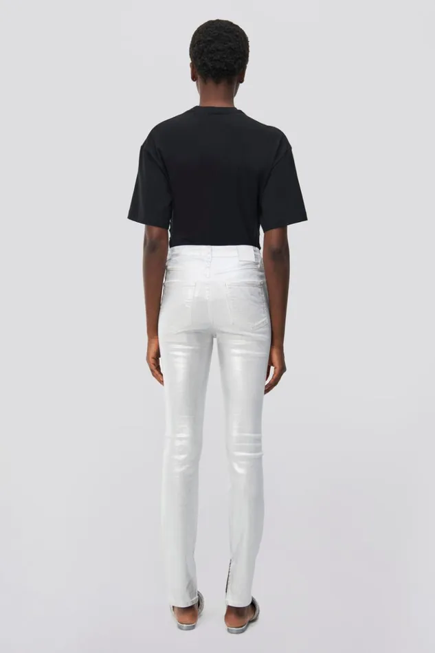 Women Rae Denim Silver Foil Jonathan Simkhai Pants and Bottoms