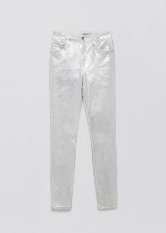 Women Rae Denim Silver Foil Jonathan Simkhai Pants and Bottoms