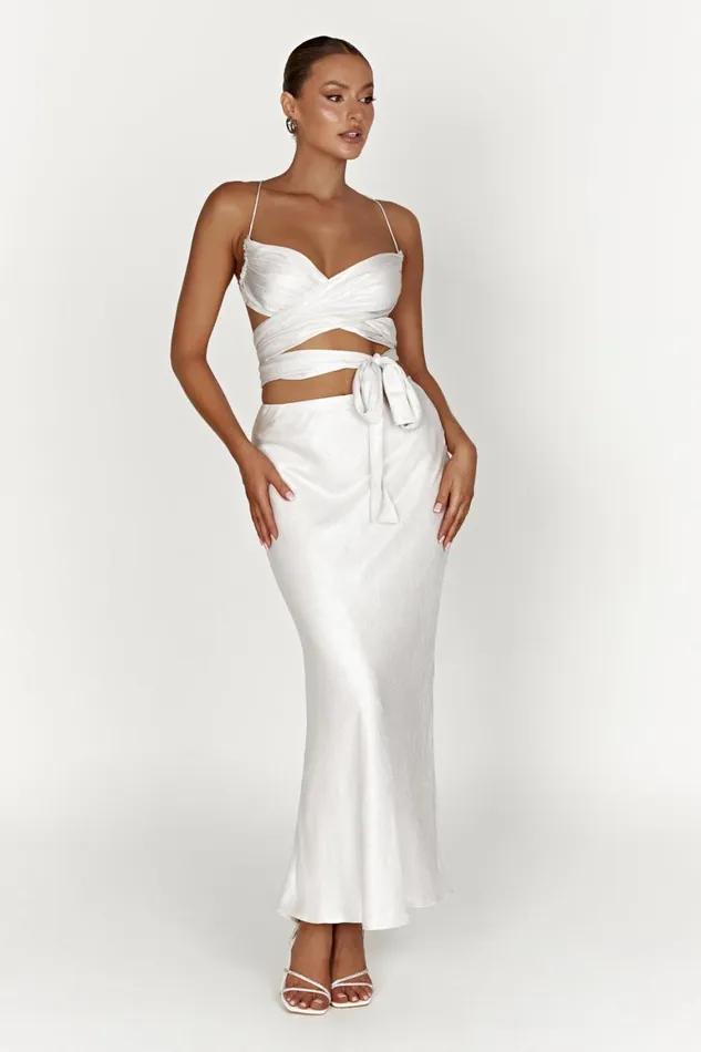 Women Raine Satin Maxi Skirt 8211 Pearl Pearl Meshki Skirts