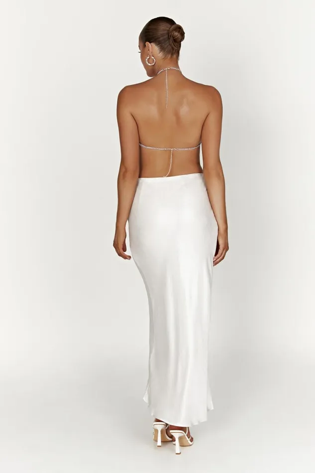 Women Raine Satin Maxi Skirt 8211 Pearl Pearl Meshki Skirts
