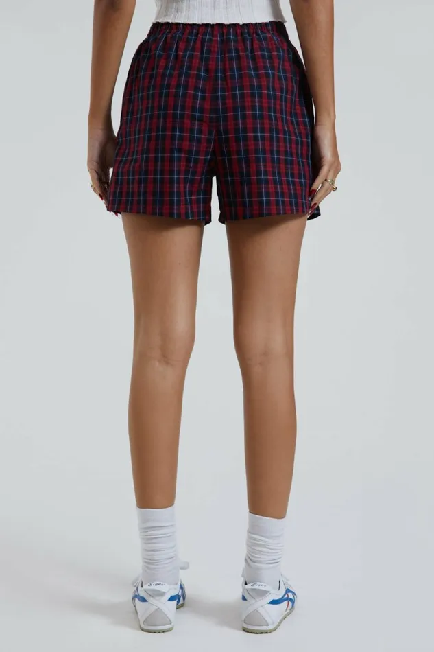 Women Red Tartan Boxer Short Red Jaded London Shorts and Jorts