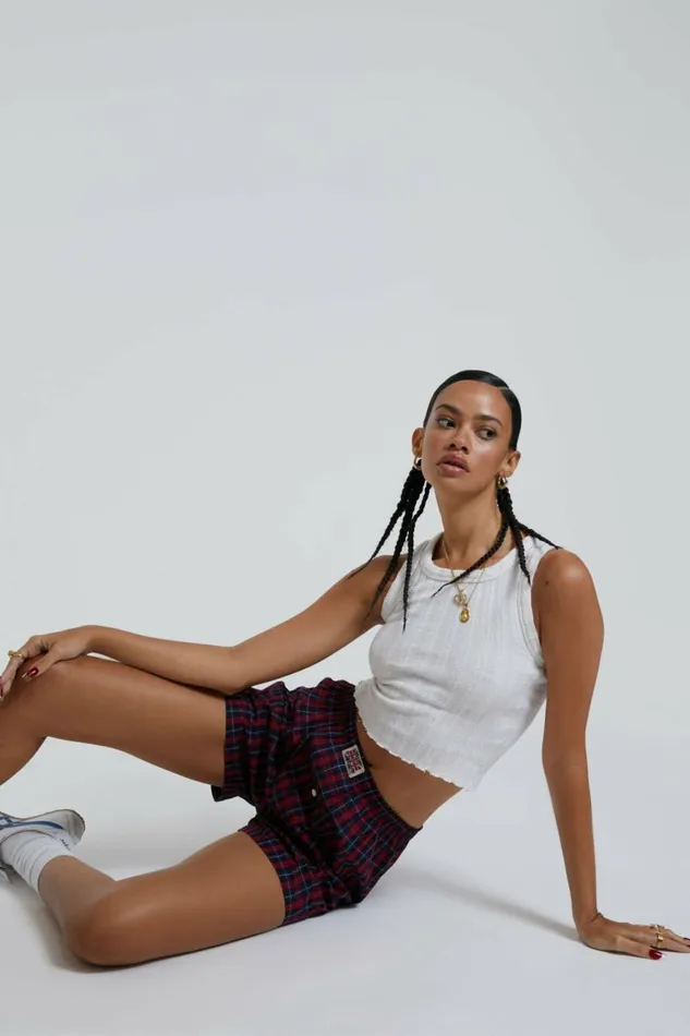 Women Red Tartan Boxer Short Red Jaded London Shorts and Jorts Women Red Tartan Boxer Short Red Jaded London Shorts and Jorts