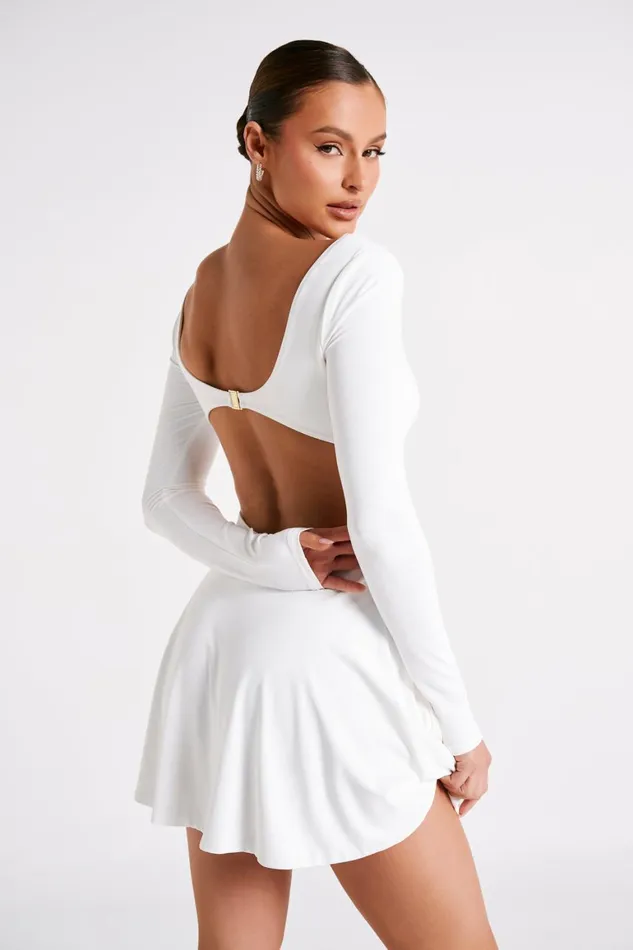 Women Renee Recycled Nylon Long Sleeve Mini Dress 8211 White White Meshki Mini Dresses