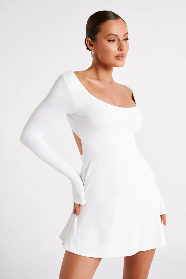 Women Renee Recycled Nylon Long Sleeve Mini Dress 8211 White White Meshki Mini Dresses