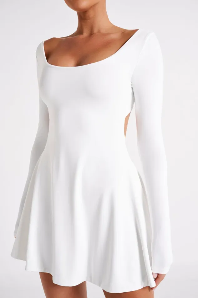 Women Renee Recycled Nylon Long Sleeve Mini Dress 8211 White White Meshki Mini Dresses