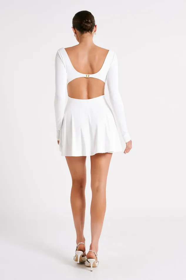 Women Renee Recycled Nylon Long Sleeve Mini Dress 8211 White White Meshki Mini Dresses
