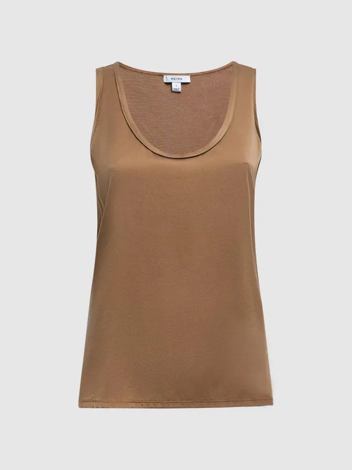 Women Riley Silk Front Vest Bronze Reiss TShirts and Vests